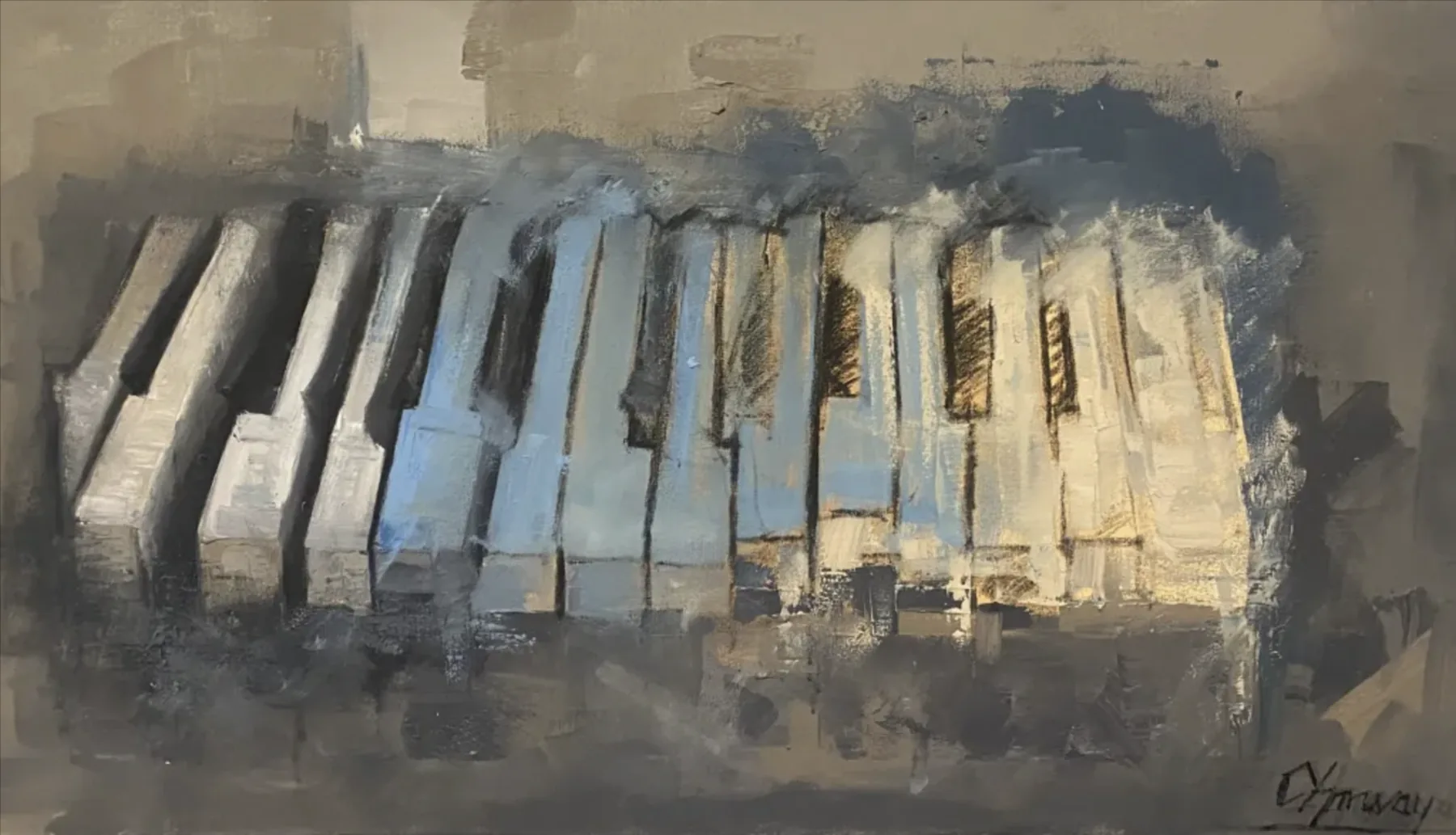 Keys at Midnight, Klaviertastatur in Blau und Braun